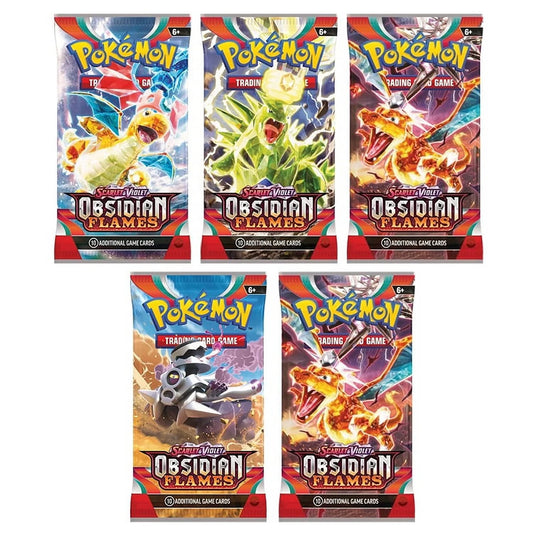 Cards - Scarlet & Violet Obsidian Flames - BOOSTER PACKS (5 Pack Lot)